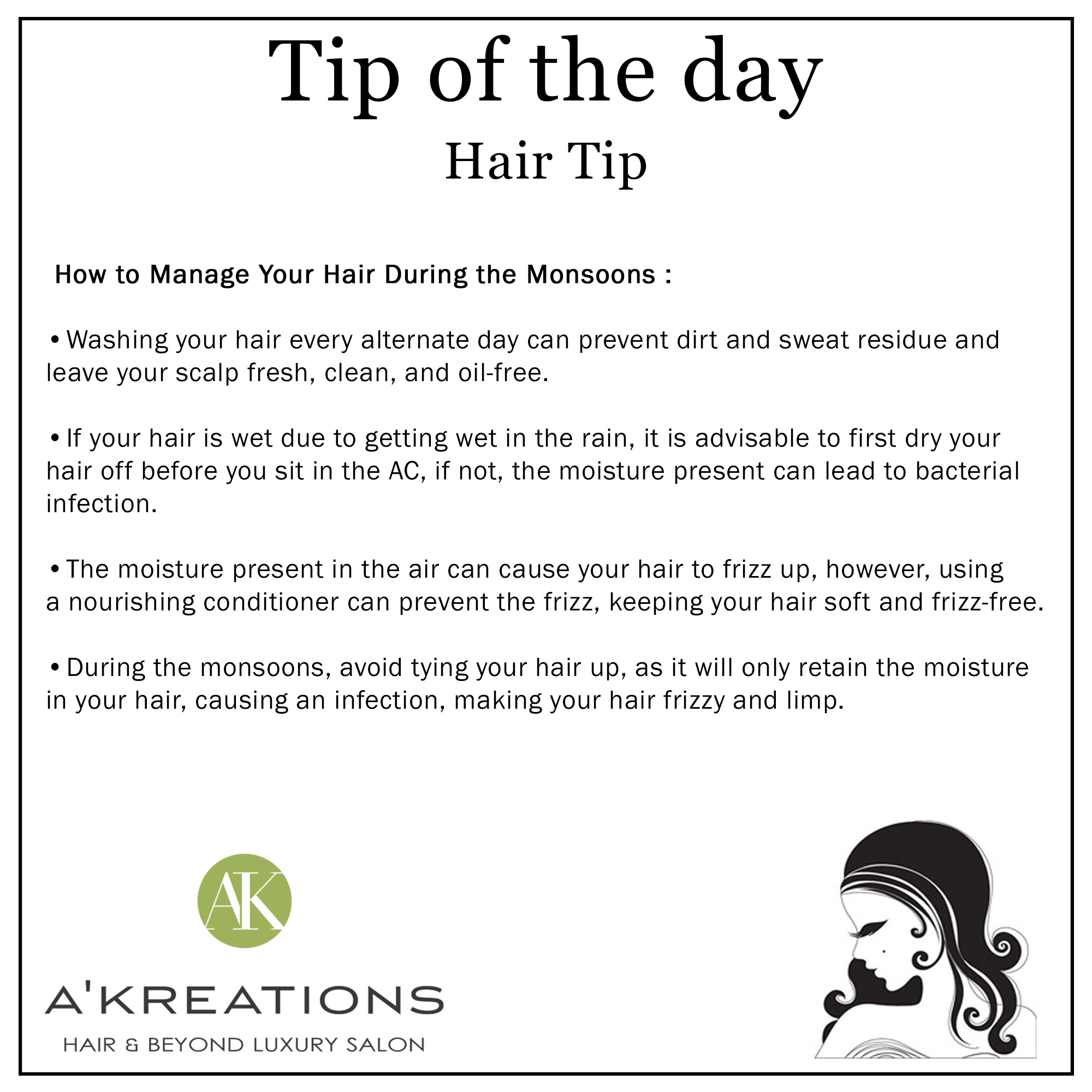 How To Manage Your Hair During The Monsoon Season - A'Kreations Hair &  Beyond Luxury Salon