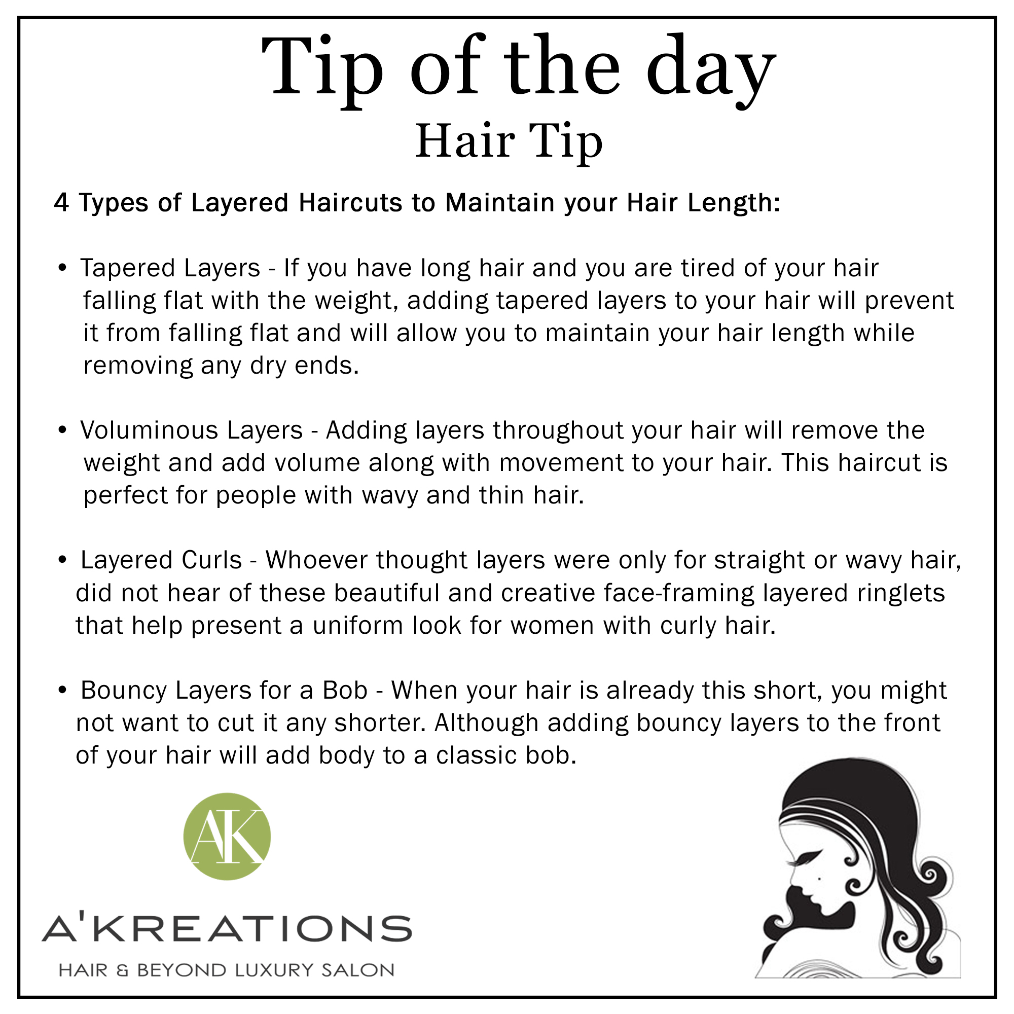 4 Types of Layered Haircuts to Maintain your Hair Length | Blog -  A'Kreations Luxury Salon