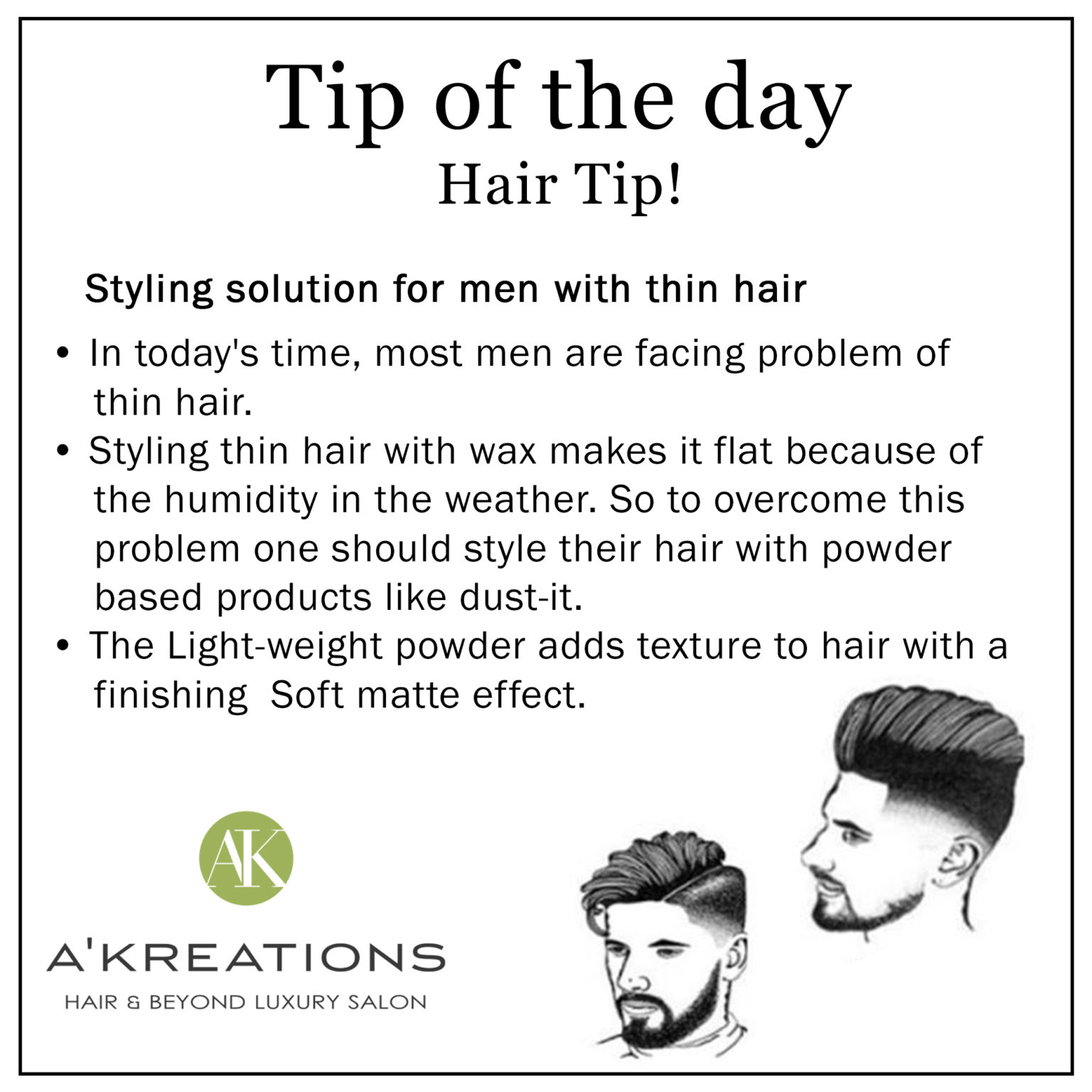 Styling solution for men with thin hair | Blog - A’Kreations Luxury Salon