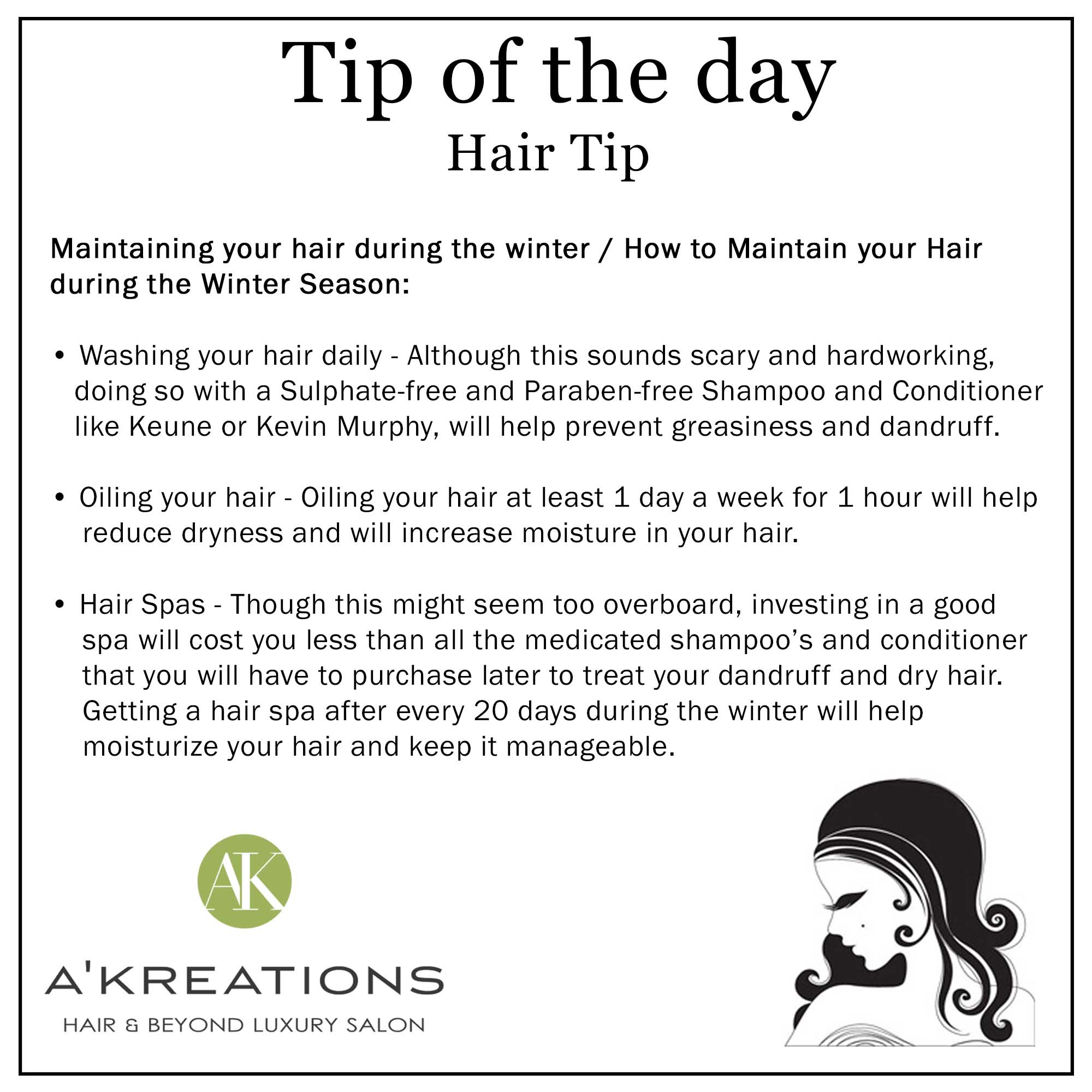 How to Take Care of Your Hair During Winter | Blog - A'Kreations Luxury  Salon