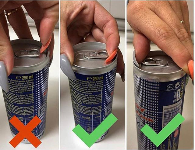 Open Can Lid With Side Of Your Finger To Prevent Nails From Breaking